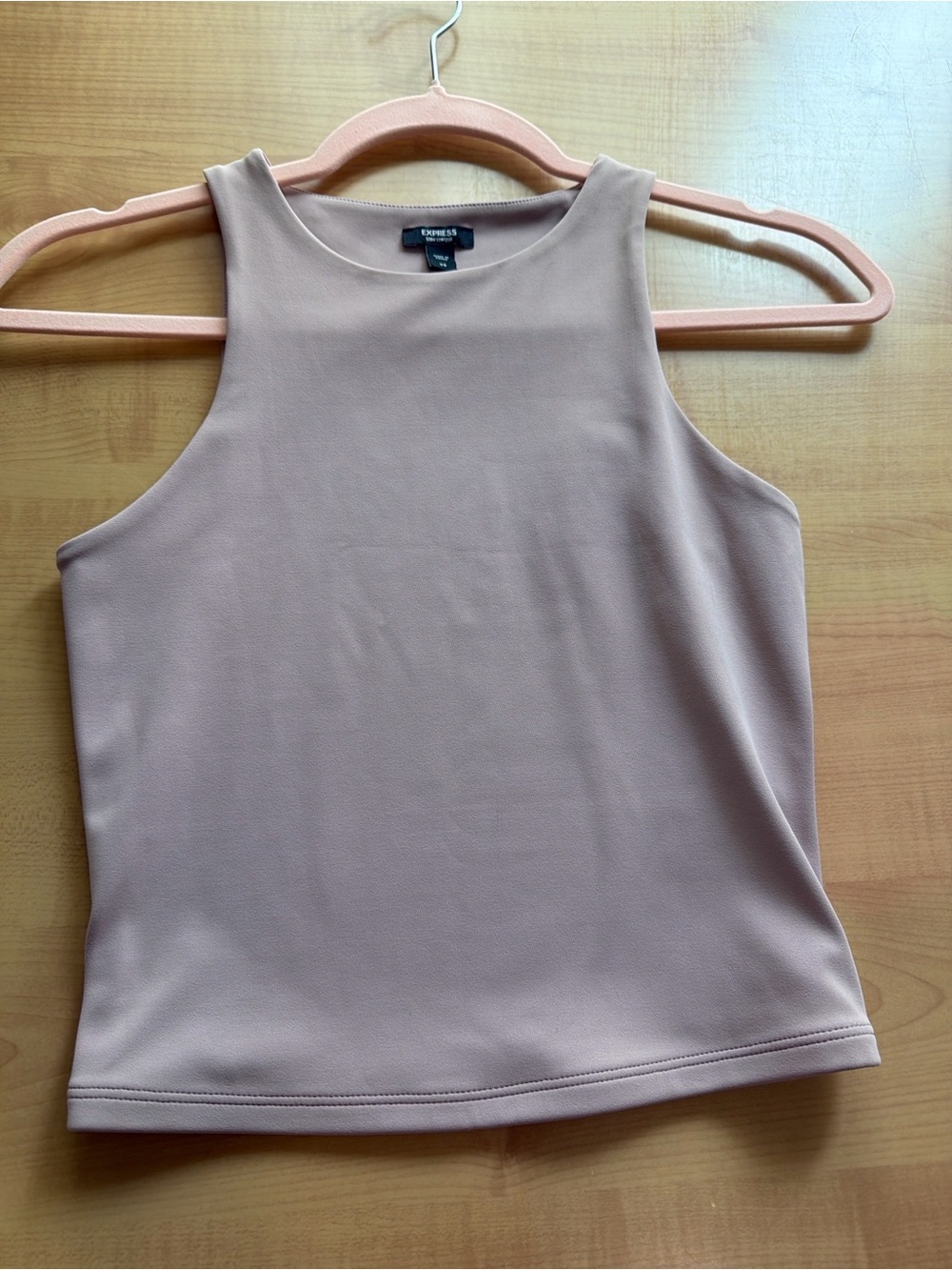 Express High Neck Tank Top in Dusty Rose Beige